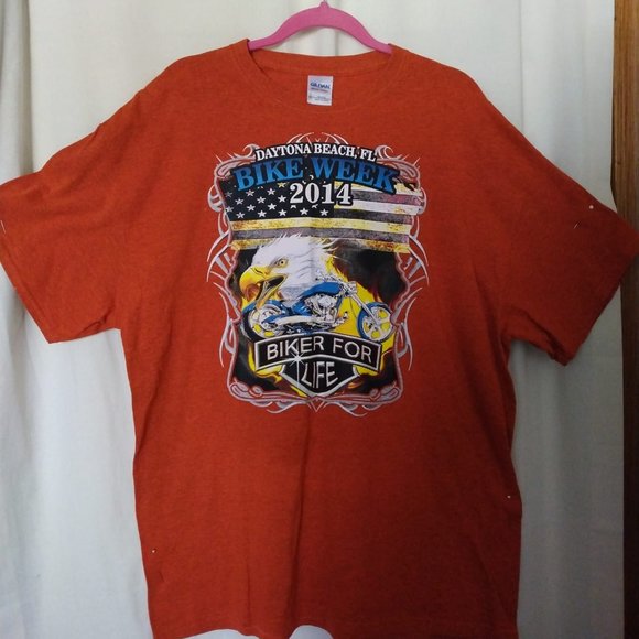 Size XL Men's Orange 2014 Bike Week Daytona Short Sleeve Tee - Picture 1 of 5